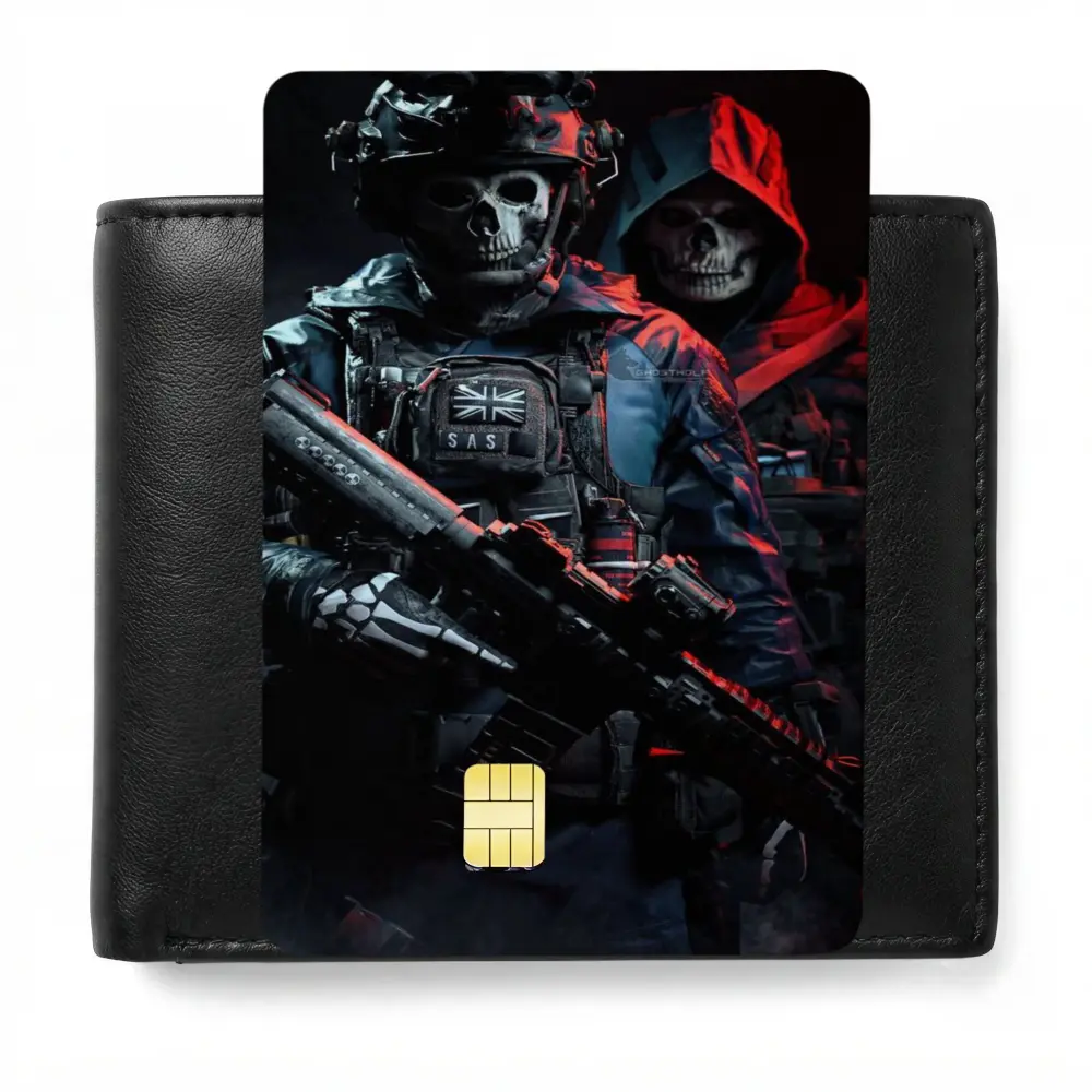 Call of Duty Ghosts COD Credit Card Decal, Black Tactical Skull Card Decal, Military Gaming Style Matte Vinyl Cover, Unique Gift for Video Game Fans