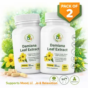 BexpertsUSA Damiana Leaf Capsules 2 Pack 2 Month Supply 1000 mg per Serving Herbal Supplement for Energy Mood Support Non-GMO Gluten-Free 60 Capsules for Men Women