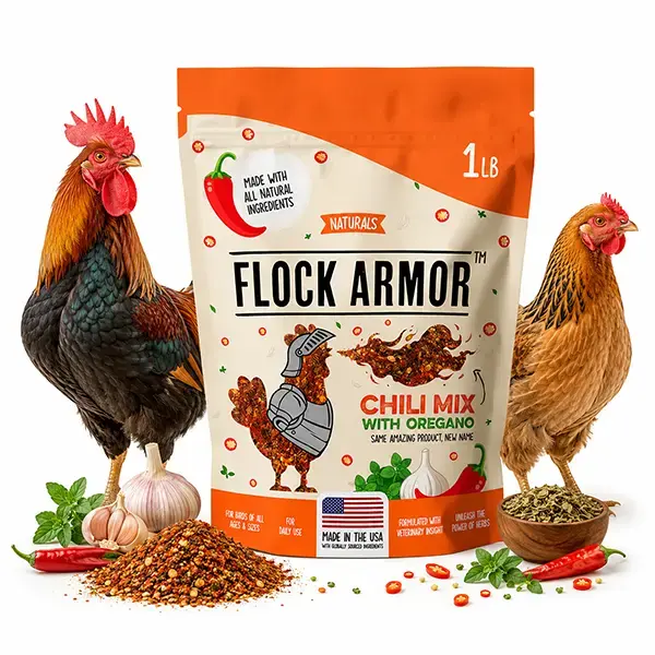 Naturals Flock Armor Chicken De-wormer Chili Mix, 16oz | Daily Worm Defense • Boost Egg Quality • Feather & Vitality Boost • Gut Health Support • Made in USA