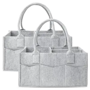 2 Pack Baby Diaper Caddy Organizer – Portable Nursery Storage Bin