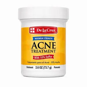 De La Cruz Maximum Strength Acne Treatment Ointment 10% Sulfur – Clears Acne & Blackheads, Oil-Free, Water-Washable – 2.6 oz Jar