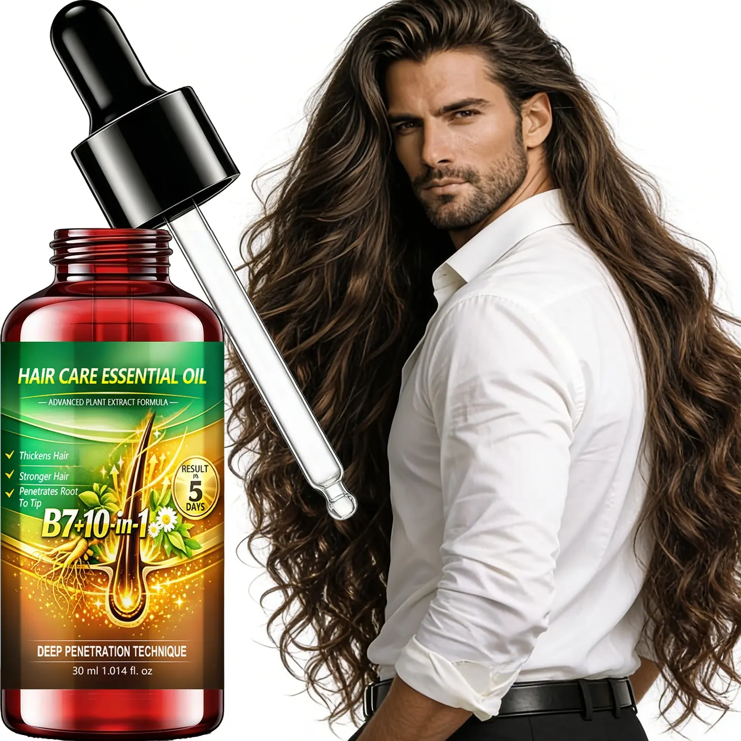 30ml 10-in-1 Ginger & Rosemary Hair Oil Nourishing Hair Care | with B7 Gently Cares for Hair, Nourishes Hair, Helps Reduce Breakage, Supports Fuller-Looking Hair, Deep Nourishment, Thicker Fuller Hair