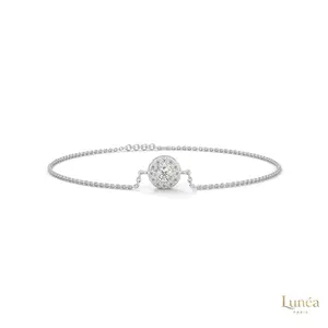 0.25 CT Halo Round Lab Diamond Bracelet Dainty & Elegant | Lab Grown | 14K Gold & Platinum