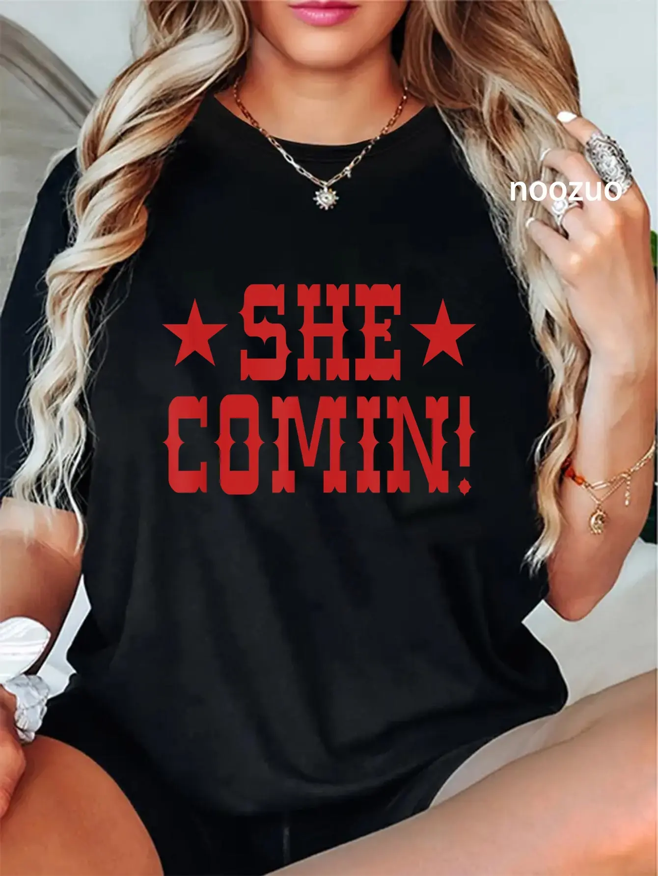100% Cotton Unisex She Comin! Most Wanted Cowboy Cow Girl T-Shirt