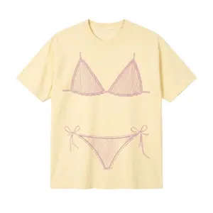 Comfort Colors Bikini Graphic T-shirt Last Splash Seashells and Wedding Bells Bikini Body Illusion Shirt Funny Summer Vacation Coverup Breathable Fabric Unisex Fit