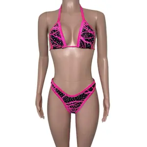 Juego de baño Pink and Black Zebra Print Bikini Set for Bathing Suit Needs