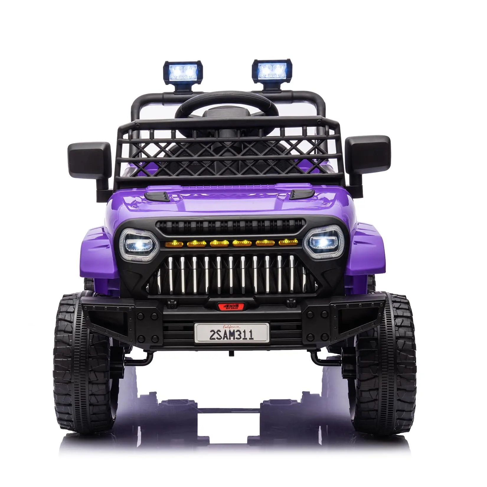 Purple Kids Ride On Truck Car with Remote Control, 12V Battery Powered Toy Car with Spring Suspension, LED Lights, Music, Toddler Electric Vehicles for Girls Boys 3+