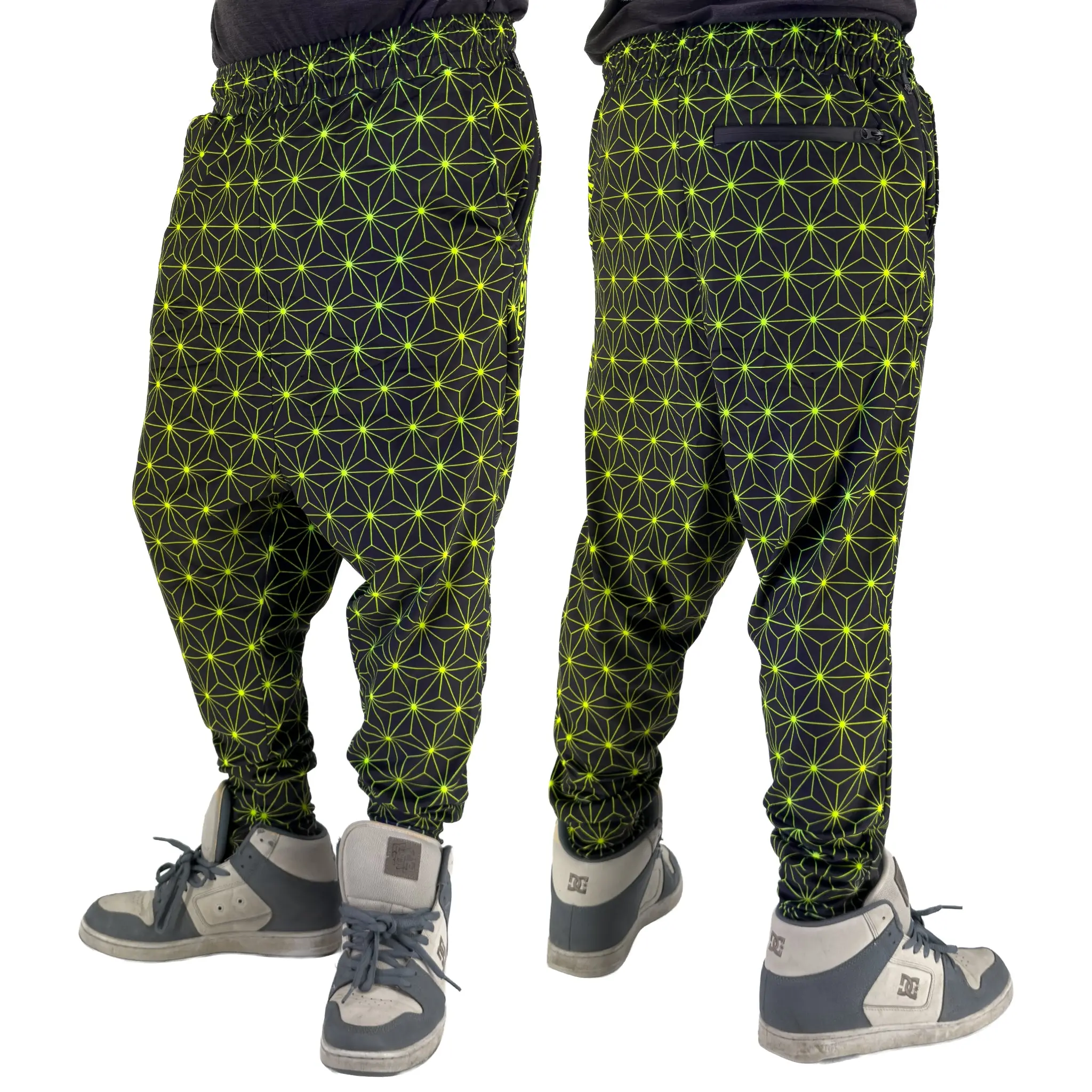 Asanoha Yellow - UV - Velvet Harem Joggers
