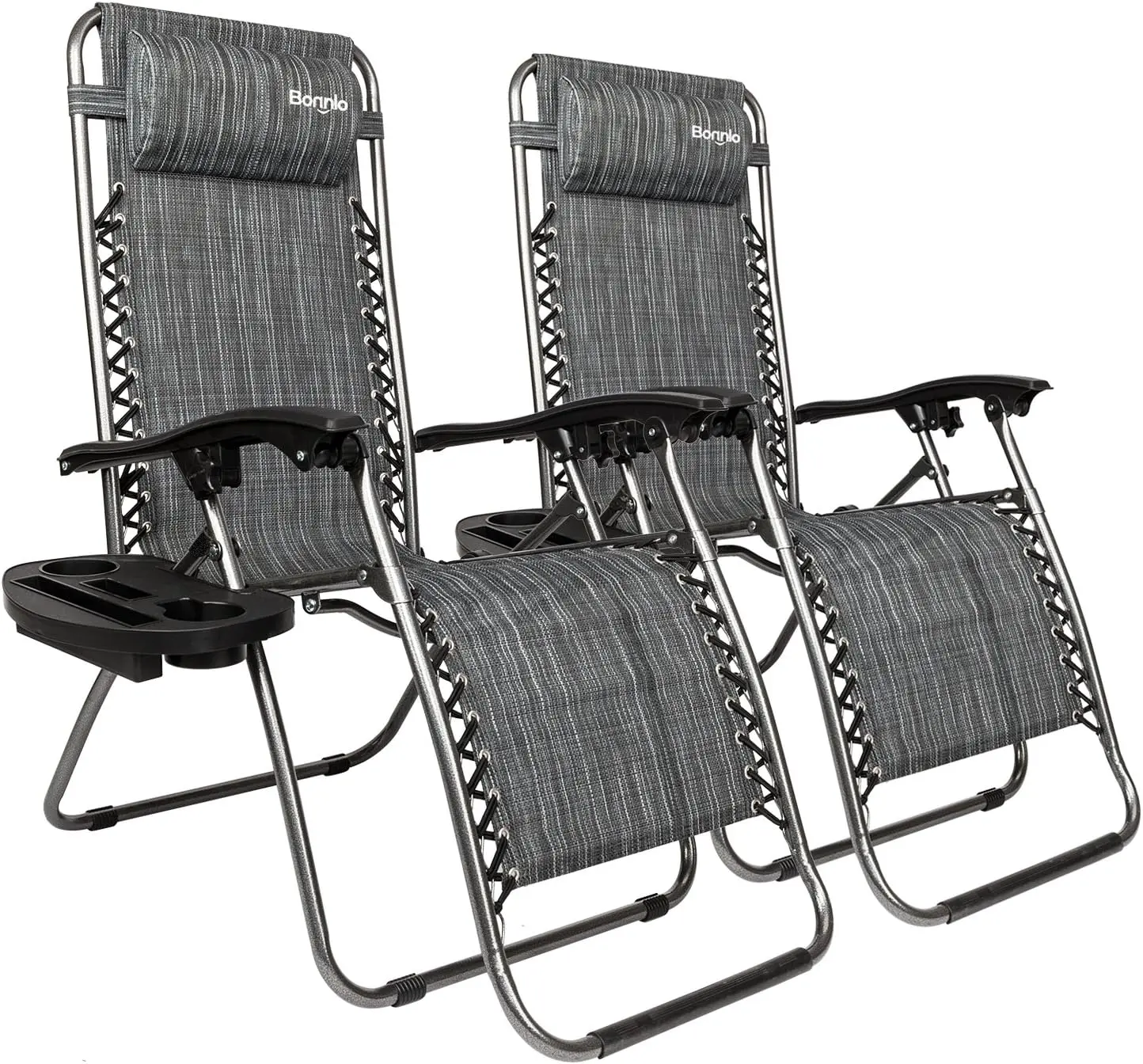 Zero Gravity Chair Set of 2, Outdoor Lounge Chairs with Pillow and Cup Holder Patio Lawn Chair Outdoor Recliner for Deck,Patio,Beach,Yard Sun Lounger