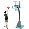 FIZCKEOM Portable Basketball Hoop Training Equipment - Shatterproof 44-in High-Strength PE Backboard, 7.4-10ft Telescoping Adjustment Goal System with 10ft-High Standard Support Rod, Easy to Assemble for Children, Indoor/Outdoor Use
