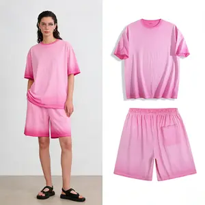 Hot Girl Summer Washed Lounge Set Cotton Oversized Tee & Shorts | Vintage Gradient Two Piece Outfit for Women | Summer 2026 Must-Have Lounge Outfit