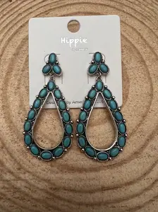 Western Teardrop Faux Turquoise earrings - 2 1/2 inch drop