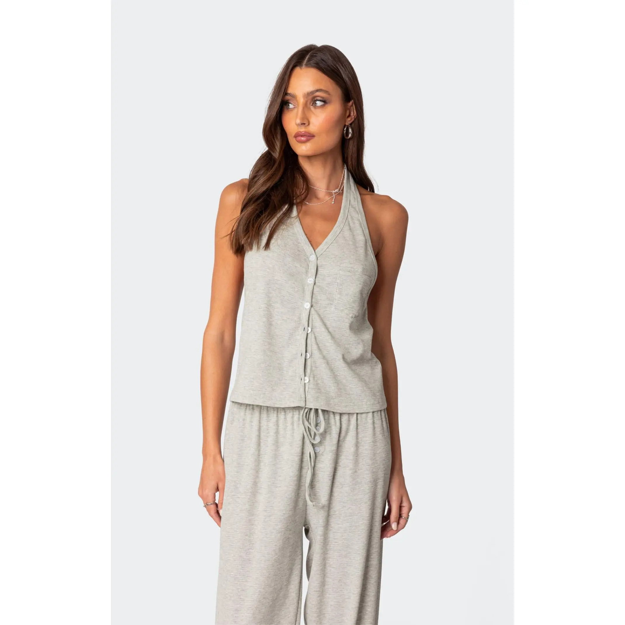 Edikted Women's Rosanna Waffle Pajama Top