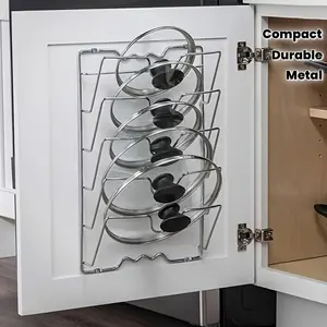 Durable Metal Hanging Pot Lid Storage Rack, Multi-Layer Wall Mount Kitchen Organizer, Space Saving Kitchen Accessory for Home and Restaurant Use