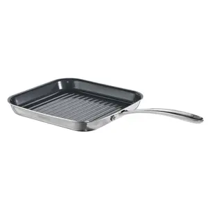 Utsava Tri-Ply Clad 10-Inch Grill Pan with Ceramic Interior
