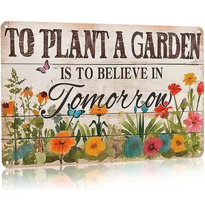 Vintage Garden Sign, 1 Count Creative Design Garden Sign, Garden Decor, Home Decor, Hanging Decor for Home Garden