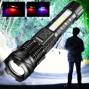 Super Powerful Rechargeable LED High Performance Flashlight, Portable USB Driven Lithium Battery, Outdoor Camping Fishing Hunting Emergency Light RGB LED Flashlight
