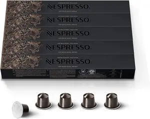 Nespresso Capsules Original Line, Roma Intenso, Medium Roast Coffee, 50 Count Coffee Pods Beverage Milk