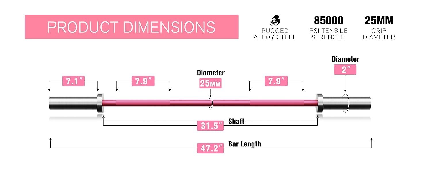 RITFIT 4ft Olympic Barbell for Squat, Deadlift, Curl, and Bench Press - 350lbs/500lbs Capacity fitness exercise olympic weight fit woman