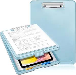 Clipboard with Storage, Heavy Duty Portable Writing Clipboard with Compartment Organizer for Nurse   Professionals Teachers Students Sales  School Office (Blue)