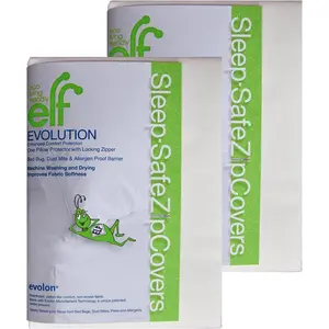 Eco Living Friendly Evolon Pillow Protector | 2 Pack Standard Zippered Encasement | Sleep Safe Zipper Cover
