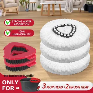 Summer Vibes Cleaning Set: Microfiber Spin Mop Heads & Triangular Scrub Brushes for O-Cedar 1-Tank System, 4-Pack Refills for Wood Floors & Home Cleaning #SummerCleaning #OcedarRefill Pack