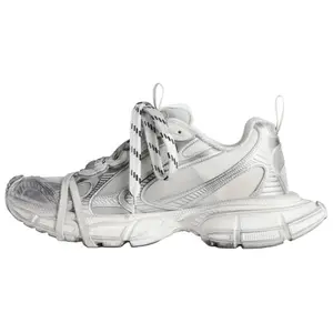 Balenciaga 3XL Men's Round-Toe Lace-Up Low-Top Casual Dad Trainer Footwear - Silver, House White, Maison Mihara Verifiable with Credentials & Global Authentication