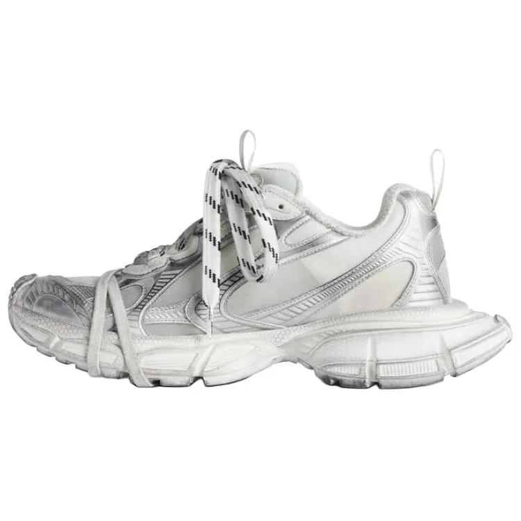 Balenciaga 3XL Casual Round-Toe Lace-Up Low-Top Dad Sneakers for Men - Silver, House White Official Footwear with Verifiable Maison Mihara Credentials & Global Authentication Trainer