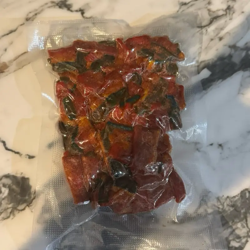 Chamoy gummy rainbow belts with powder