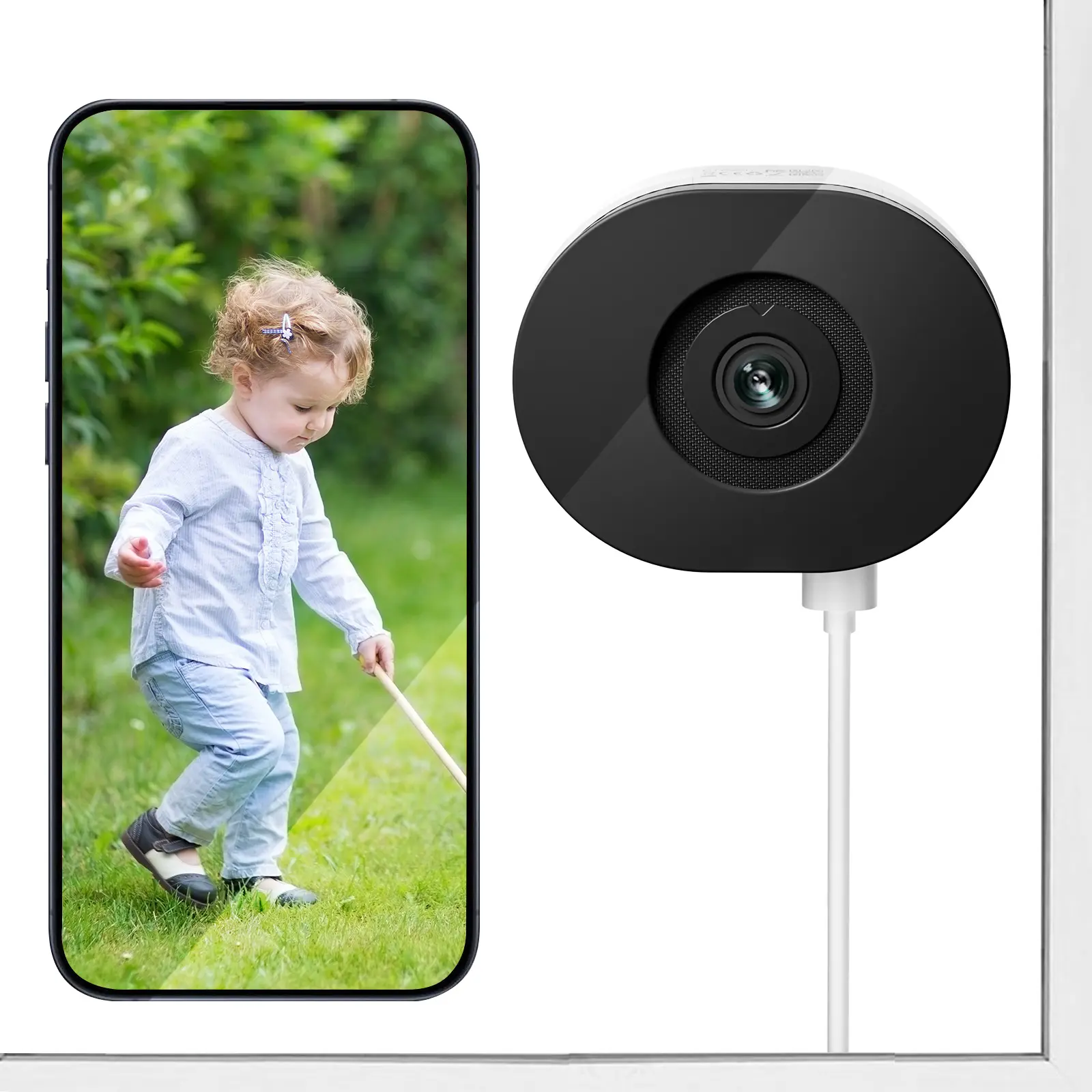 Tmezon 1080p Indoor Security Camera for Baby Monitor, Dog Camera with Motion Detection, Two-Way Audio, Siren, Night Vision, Cloud & SD Card Storage, Compatible with Alexa & Google Home C680 Toddlers
