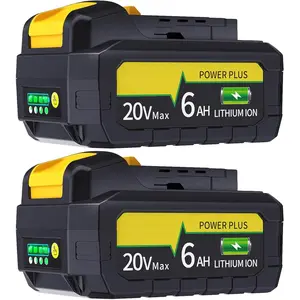 2 Pack True 6.0Ah Capacity Lithium  Replacement  Suitable for  20V Max Tool, High Power Cell for DCB200 DCB201 DCB203 DCB204 DCB207 DCB181 DCB180 DCD/DCF/DCG Series Tools