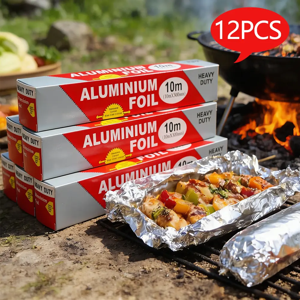 6/12 rolls of aluminum foil, tin foil.Aluminum foil specifically for baking, suitable for restaurant or home use, for packaging single-use foods such as corn tortillas, hot dogs, and sandwiches.Perfect for outdoor barbecues, ideal as a holiday gift.