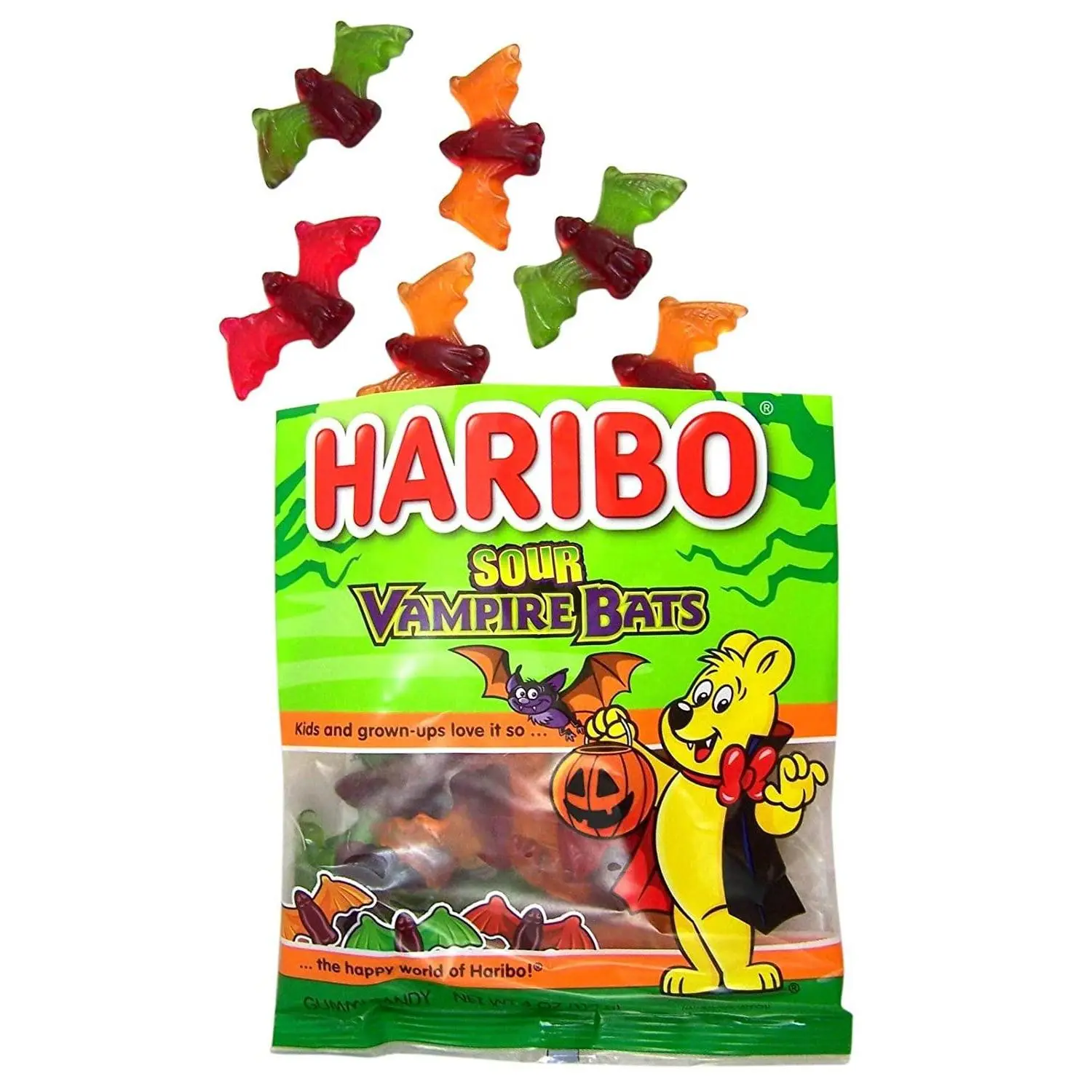 ThayerHaribo Halloween Sour Vampire Bats Gummy Candy 4oz 12ct