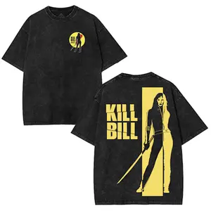 Kill Bill Movie Pulp Fiction Django Tshirt Unisex Oversize Lightweight Cotton Washed Tee, clothing merch Menswear Graphic TShirt, back to school shopping Apparel Pieces Printed Soft