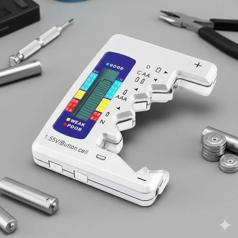 Portable Battery Tester - Digital Display Analyzer for AA AAA C D 9V & Button Batteries | Check Capacity, Performance & Health | Handheld Multifunctional Device for Accurate Life Measurement