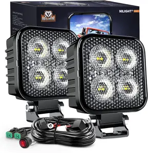 Nilight 2PCS 3Inch Led Pods Square 1500LM Built-in EMC Work Light 90° Flood Beam Angle for Offroad Lights Side Light w/ 16AWG DT Wiring Kit for Tractor Truck Boat ATV UTV  dealsforyoudays