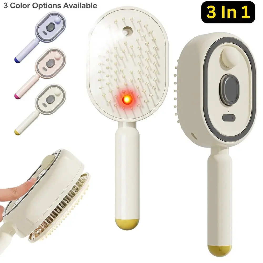 Electric Spray Air Cushion Massage Comb with Self-Cleaning-Nano Fine Mist Spray,Essential Oil Mist Hair Care Comb,Self-Cleaning Anti-Tangle,Anti-Static Volumizing Aromatherapy Comb
