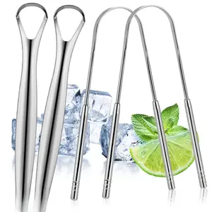 4 Pack Tongue Scraper, Hygienic Seal-Pack, Professional Eliminate Bad Breath, Stainless Steel Tongue Scrapers, Effectively Improve Oral And Gut Health