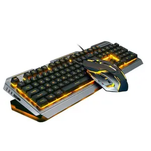 Ninja Dragon V1X USB Wired Backlit Mechanical Gaming Keyboard and Mouse Set in Tungsten Gold