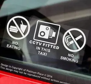 Warning Stickers CCTV Camera No Smoking Eating Car Taxi Window Reverse Signs