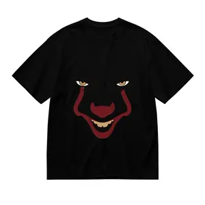 Women's Pennywise Clown Face Print T-Shirt - IT Movie Inspired Casual Crew Neck Short Sleeve Tee - Soft Fabric Regular Fit All-Season Comfort - Pennywise & IT Lettering Design for Themed Events & Casu