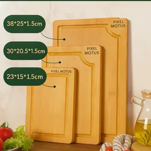 Bamboo Cutting Board Set of 3 – Natural Wood Chopping Boards with Non-Slip Feet and Deep Juice Groove – Dishwasher Safe Serving and Kitchen Boards for Meat, Vegetables, Fruits & Cheese Chopping Board