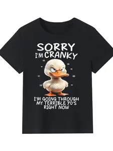 Funny "Terrible 70s" Duck Graphic T-Shirt - 100% Cotton Slightly Stretchable Crew Neck Tee for Men & Women, Casual Humorous Vintage-Inspired Design, Machine Washable, Sizes S-XXXL men  gifts Menswear Soft