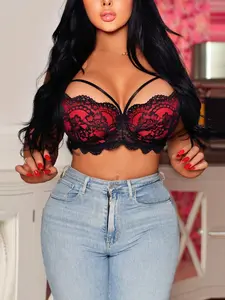 Women's Lace Push-Up Bra, Sexy Deep V Steel Ring Lingerie, Adjustable Straps, Multiple Colors, Perfect for Parties, Weddings, Anniversaries, Womenswear, Underwear, Fit
