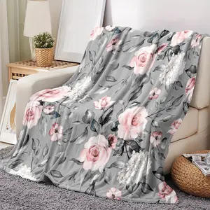 Soft Floral Rose Print Flannel Blanket for All Season Versatile Use and Comfort