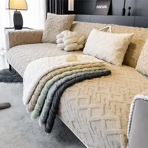 Solid Color Soft Sofa Cover, 1 Count Non-slip Sofa Slipcover, Household Textiles for Home Living Room Bedroom Office, Valentine's Day &Thanksgiving Gift-Sofa Protector for Home Living