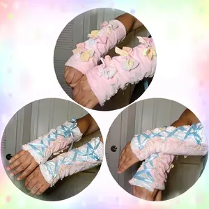 Reversible Fuzzy Unicorn Marshmallow Arm Warmers