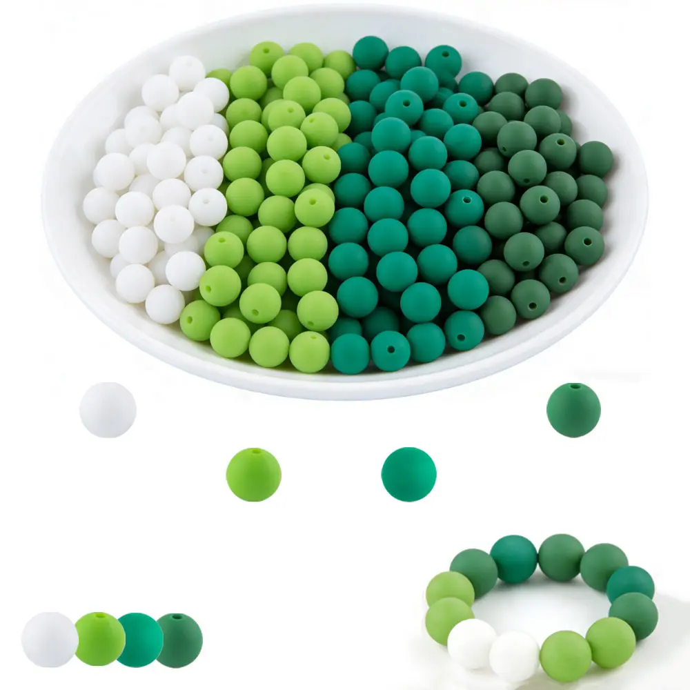 36pcs 15mm St. Patrick's Day Silicone Round Beads Silicone Beads Handmade Bead Jewelry Ideal for DIY St. Patrick's Day-themed Crafts Bracelets and Phone Charms