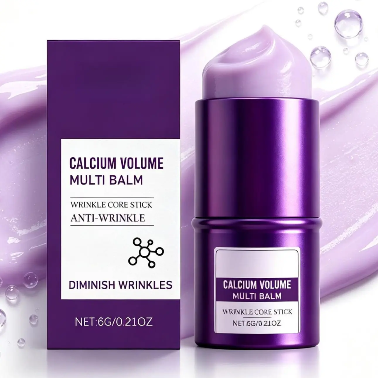 Women's Calcium Multi Balm Wrinkle Stick - Intensive Anti-Aging Moisturizer with Hydration Boost, Firming Sagging Skin, Smoothing Fine Lines, Diamond Cream Makeup Base for Face, Neck, Eyes (Reedle Peptide-Infused), Stick Form