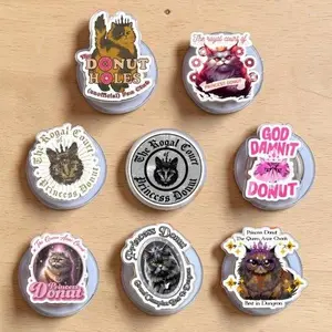 Princess Donut Cat MagSafe Phone Grip Set, Magnetic Pop Socket Kickstand, Funny Bookish Pet Phone Holder Gift for Readers